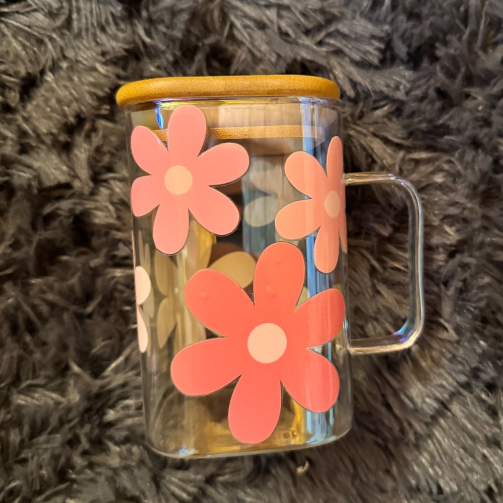 Flower squared glass cup - Picture 3 of 3